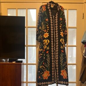FARM Rio Black Multicolor Floral Long Sleeve Dress